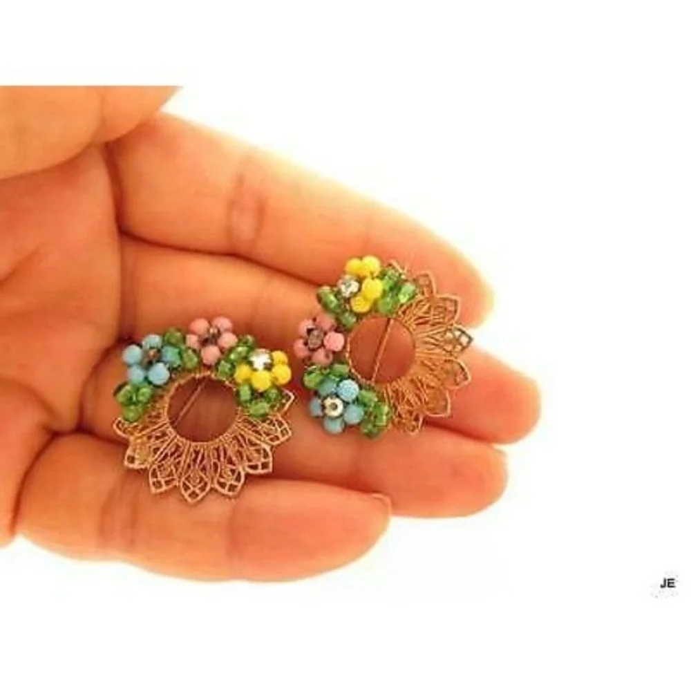 Vintage Pretty‎ Set Miriam Haskell Flower Filigree Glass & Rhinestone Pins
